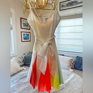 White with colored panel sundress